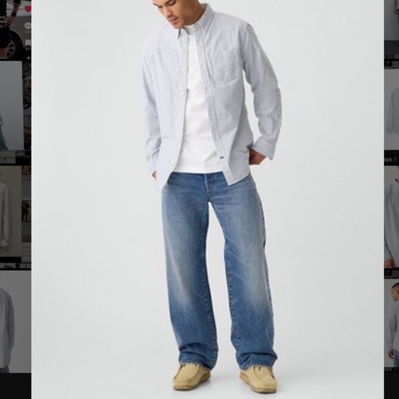 GAP Oxford Shirt in Standard Fit Blue & White Stripes in Medium - Picture 3 of 7